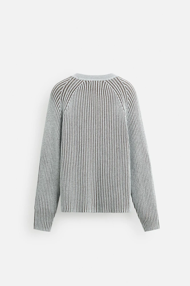 CONTRAST RIBBED CARDIGAN