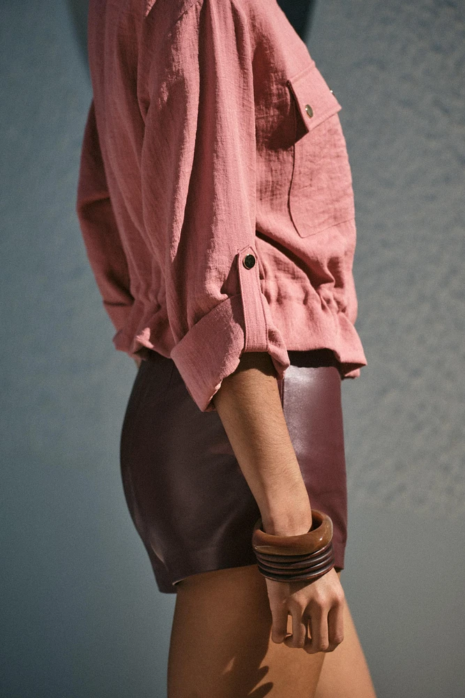 BELTED SLEEVE CROPPED JACKET