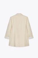 LINEN BLAZER WITH PRINTED CUFFS