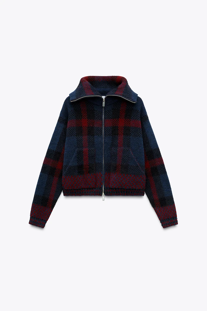 PLAID KNIT JACKET