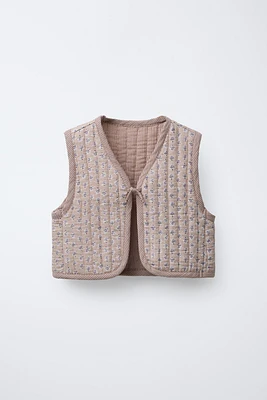 FLORAL PRINT QUILTED VEST