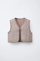 FLORAL PRINT QUILTED VEST