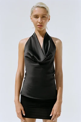 HALTER SATIN EFFECT TOP