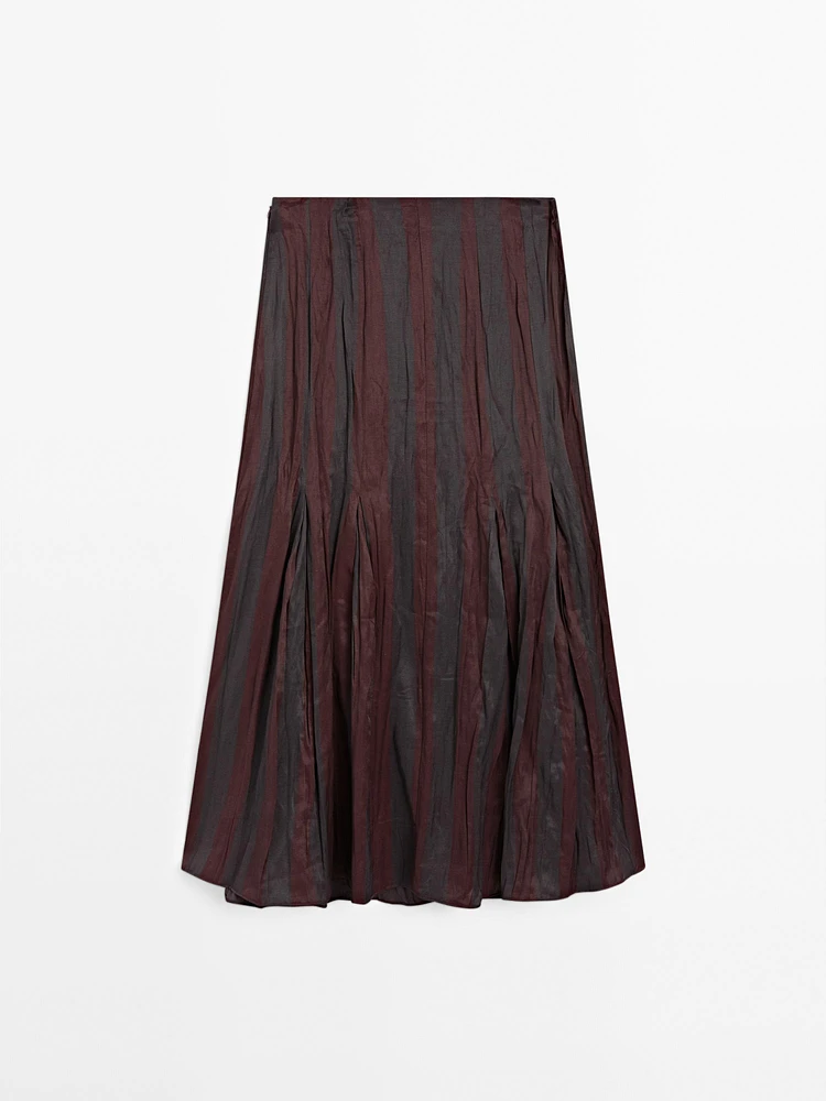 Striped flowing midi skirt