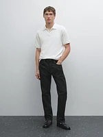 Short sleeve micro-textured polo shirt