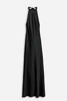 ROBE SATINÉE À ENCOLURE AMÉRICAINE 50E ANNIVERSAIRE