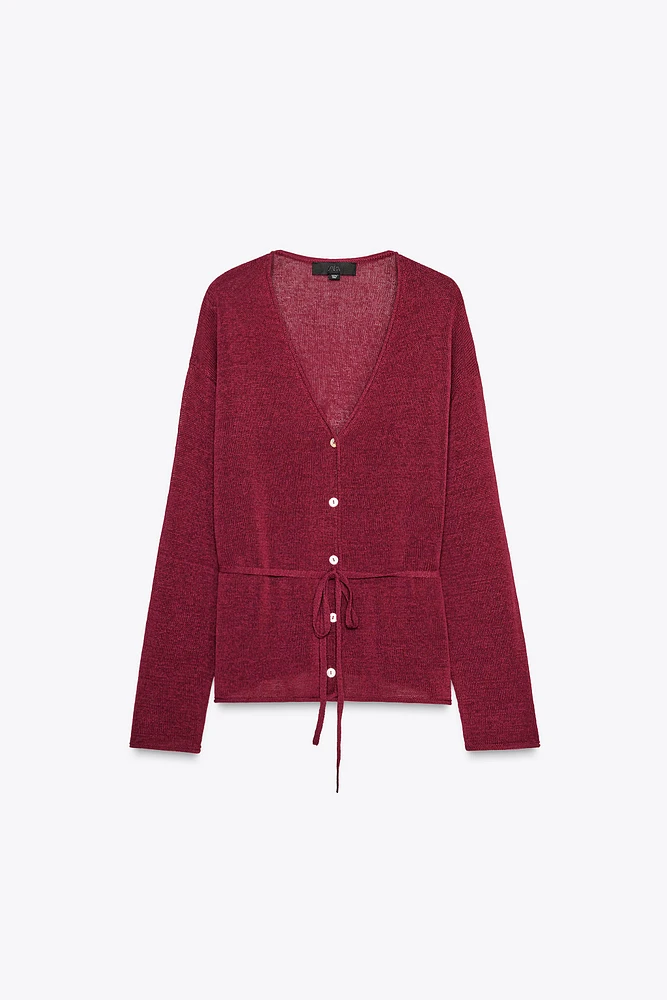 VESTE EN MAILLE AVEC LIN
