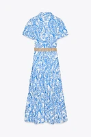 BELTED PRINTED SHIRT DRESS