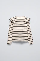 RUFFLED RIBBED T-SHIRT