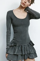 WASHED-EFFECT RUFFLED DRESS