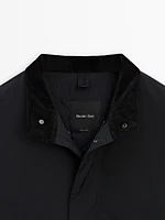 Parka courte avec col en velours côtelé