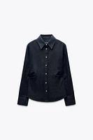 ZW COLLECTION PLEATED DENIM SHIRT