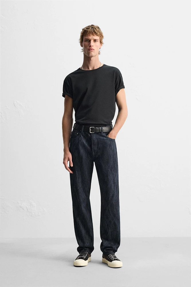 PRINTED STRAIGHT FIT JEANS