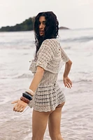 POINTELLE RUFFLE KNIT TOP