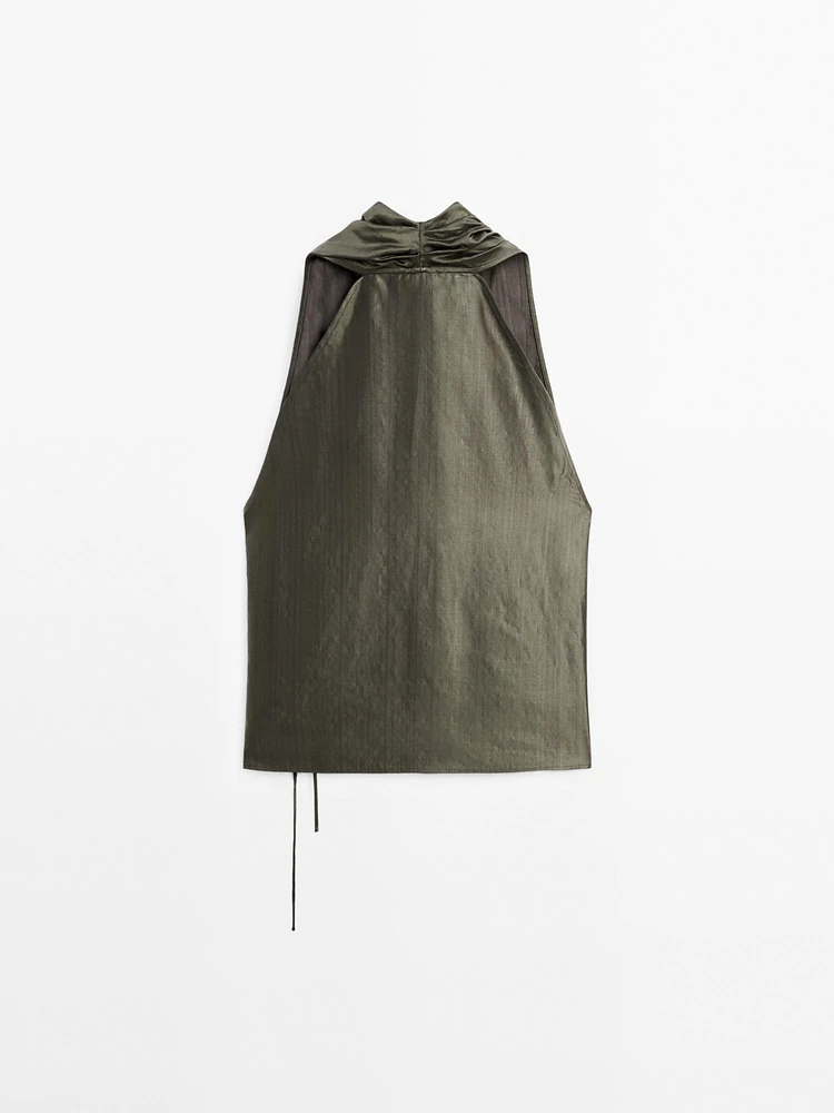 Top jacquard à encolure américaine cache-cœur