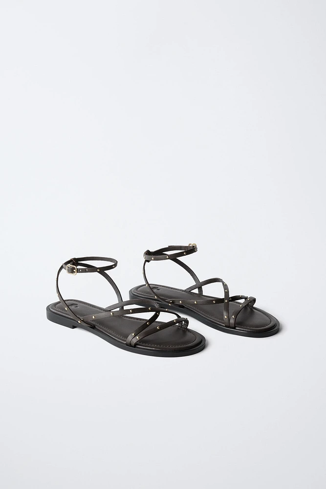 STUDDED LEATHER SANDALS