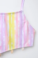 6-14 YEARS/ TIE DYE SWIMSUIT WITH SHELL CUT OUT