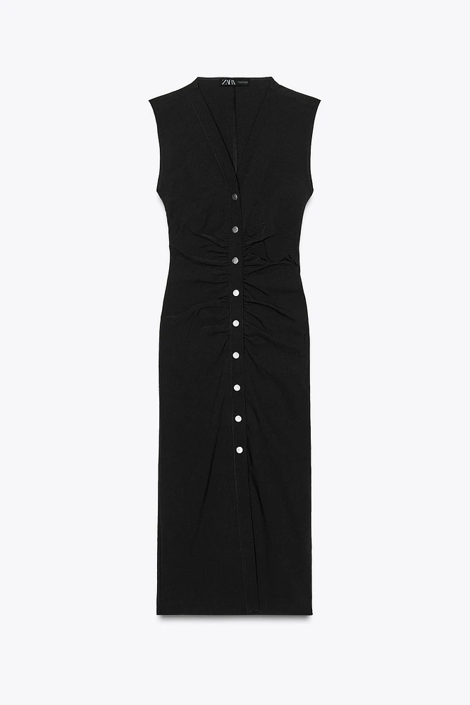 RUCHED MIDI DRESS