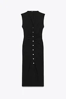RUCHED MIDI DRESS