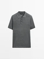 100% linen knit polo shirt