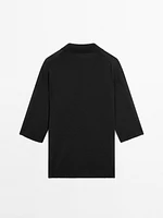 Oversize knit sweater with polo collar