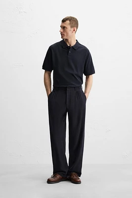 WASHED PIQUÉ TEXTURED POLO SHIRT