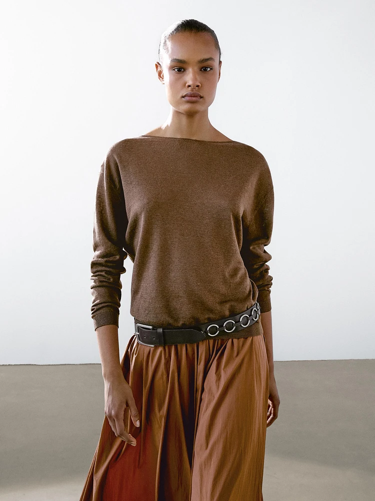 100% linen boat neck sweater