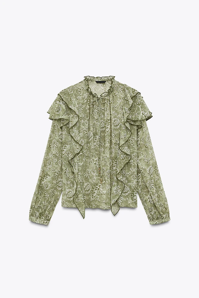 RUFFLED PRINT BLOUSE