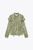 RUFFLED PRINT BLOUSE