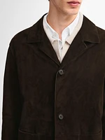 Veste avec poche plaquée en cuir finition daim
