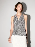 Top drapé en maille chinée