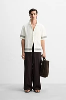 PANTALON EN COTON ET LIN À PLIS