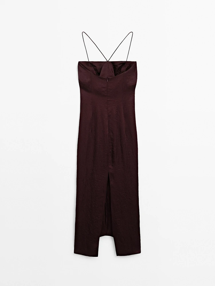 Draped satin midi dress - STUDIO