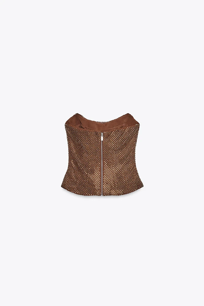 RHINESTONE DRAPED TOP