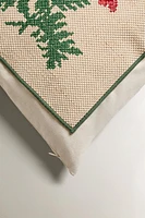 THROW PILLOW COVER WITH FLORAL EMBROIDERY