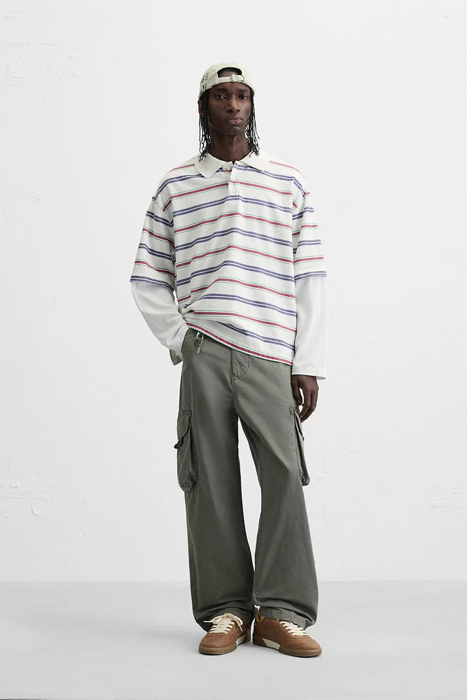 STRIPED LAYERED EFFECT POLO SHIRT