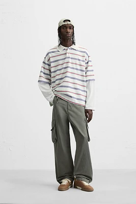 STRIPED LAYERED EFFECT POLO SHIRT