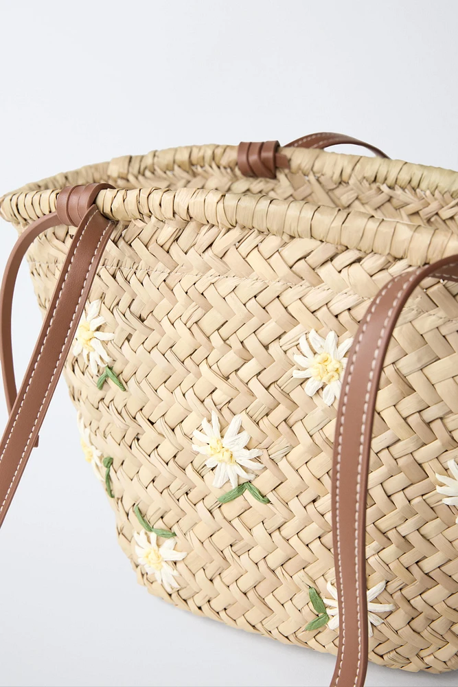 DAISY RAFFIA EFFECT BASKET