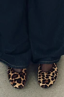 ANIMAL PRINT LEATHER BALLET FLATS