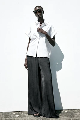 JEWEL COLLAR POPLIN SHIRT