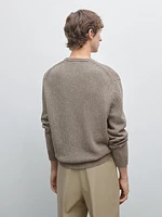 Pull en maille à col V chiné