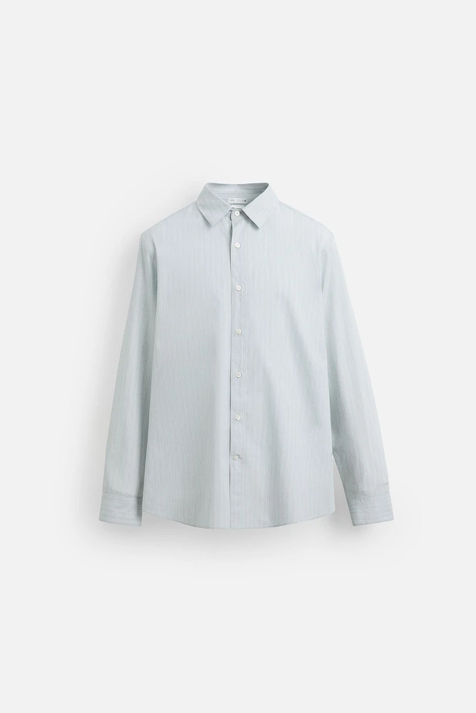 CHEMISE À RAYURES EN COTON ET LIN