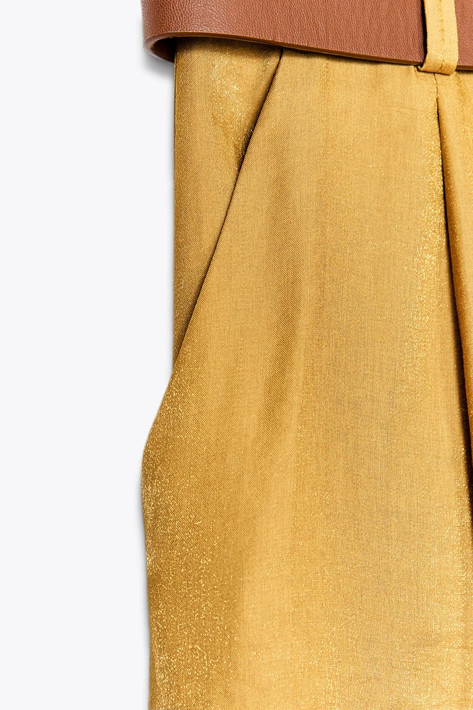 PANTALON LARGE SATINÉ CEINTURE