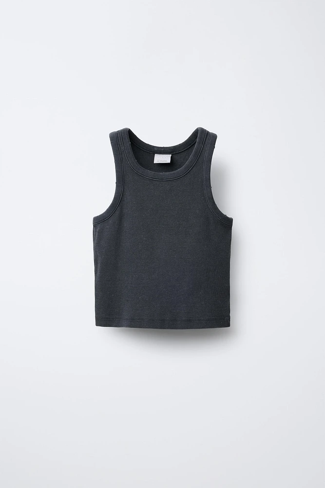 RIBBED WASHED EFFECT T-SHIRT