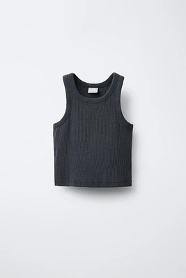 RIBBED WASHED EFFECT T-SHIRT