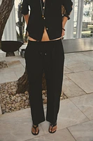 LINEN BLEND STRAIGHT PANTS