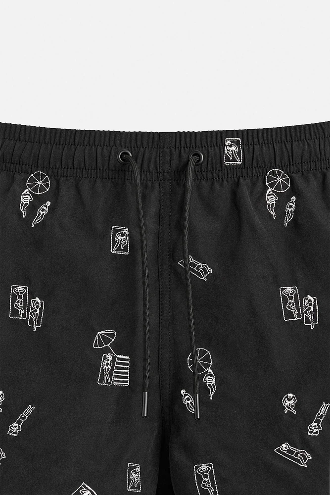 EMBROIDERED MID-LENGTH SWIMSUIT
