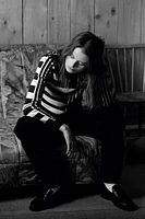 STRIPED KNIT POLO SWEATER