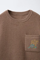 EMBROIDERED POCKET KNIT T-SHIRT