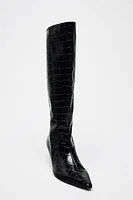 BOTTES À TALONS KITTEN ET EFFET CROCO